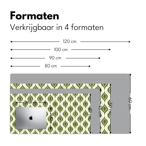 Patroon - Retro - Groen Muismat XXL klein 681 -sfeer5