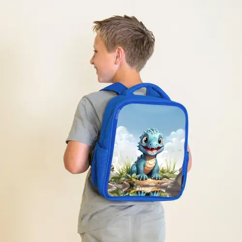 Darius Dino Kinderrugzak - Blauw middel -sfeer2