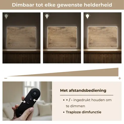 Hout - Bruin - Houtlook Light Box met batterij (Wandlamp) middel -USP_dimbaarNL