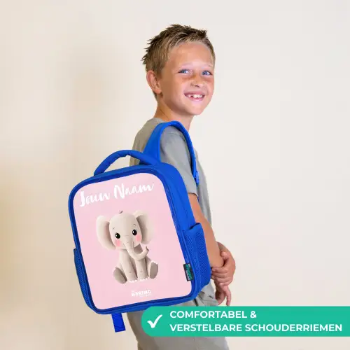 Olifant - Grijs - Baby - Slurf Kinderrugzak - Blauw middel -sfeer3_NL