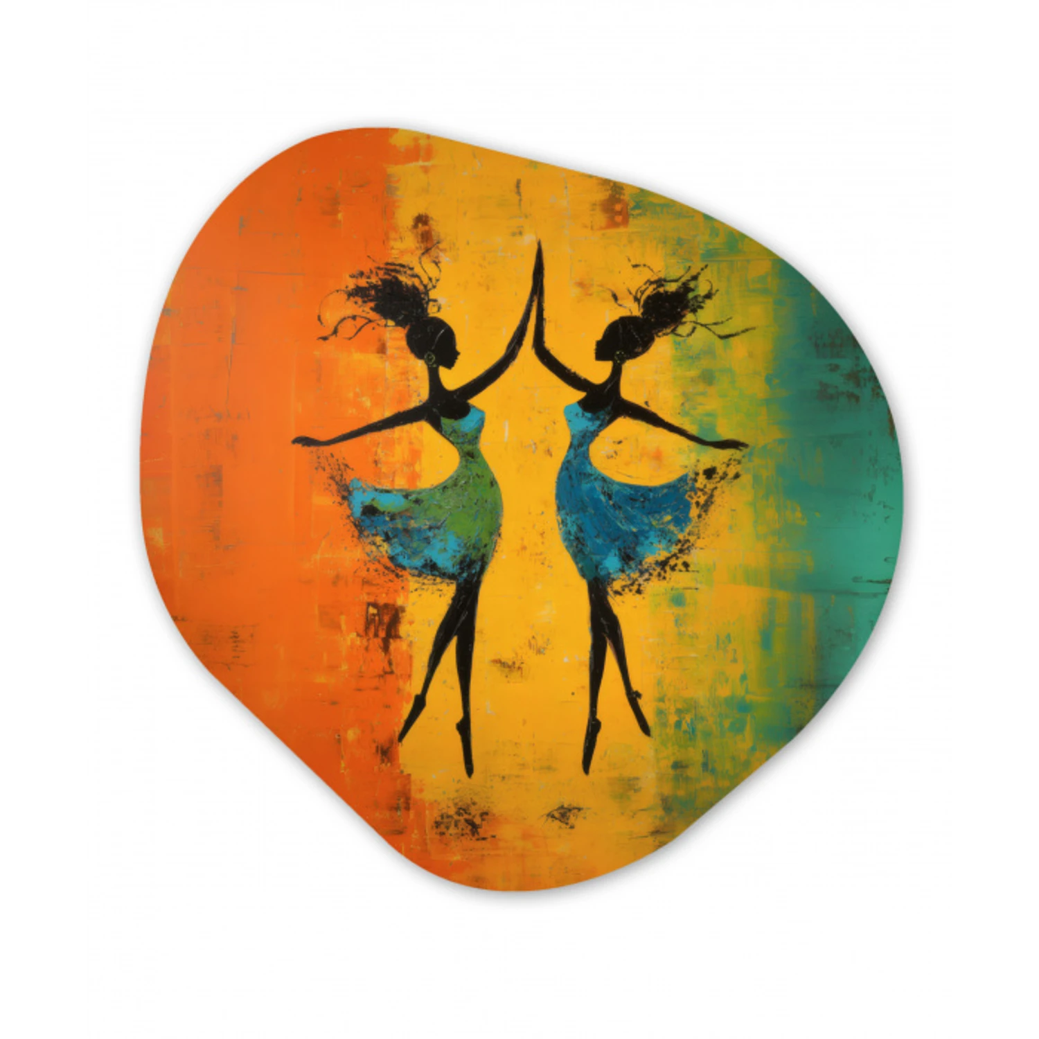 Dansen - Vrouwen - Verfstructuur Wandcirkel Organisch Forex 3mm klein -3d