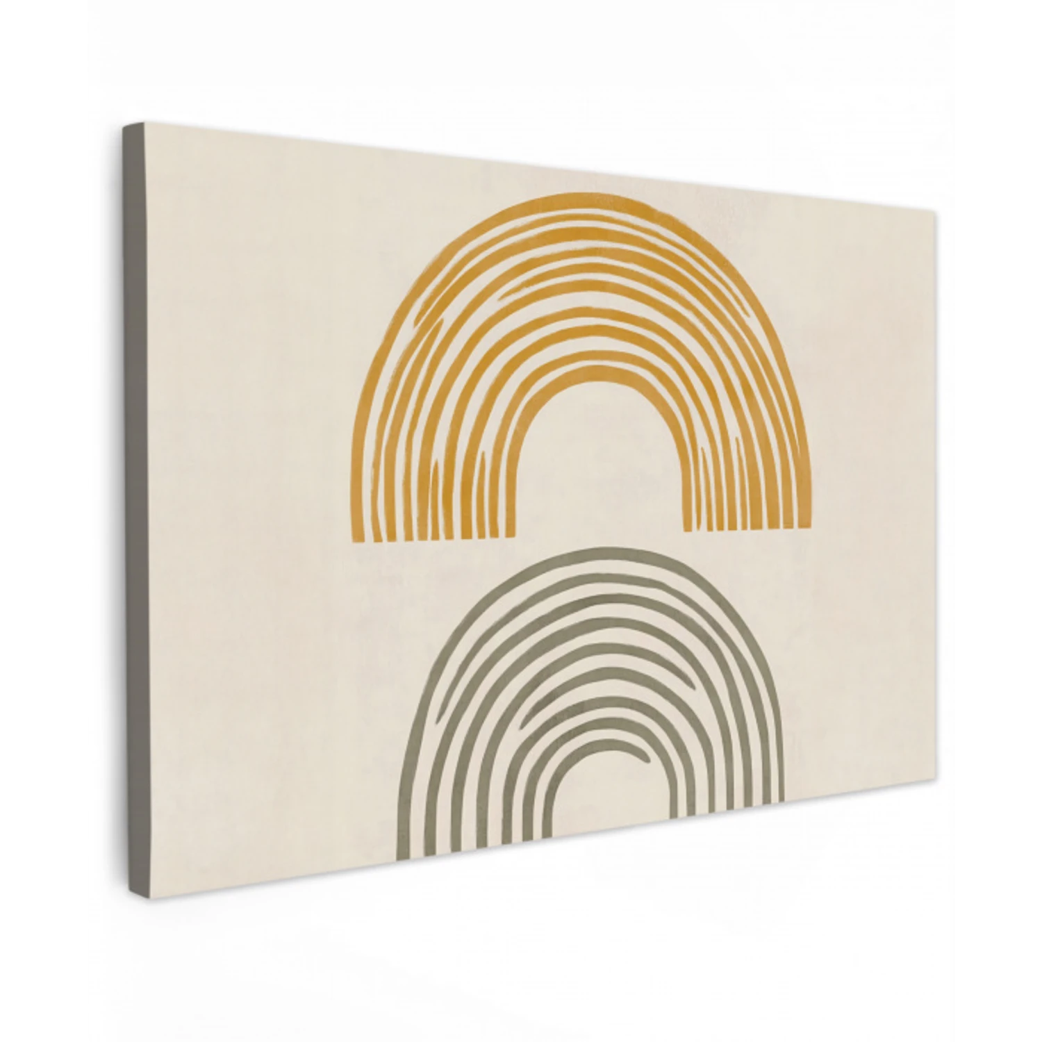 Bogen - Lijnen - Oranje - Minimalistisch Tuinposter op houten frame 2 cm dik klein -3d