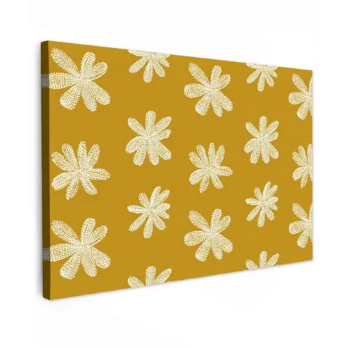 Bloem - Speels - Okergeel Tuinposter op houten frame 2 cm dik klein 845 -3d