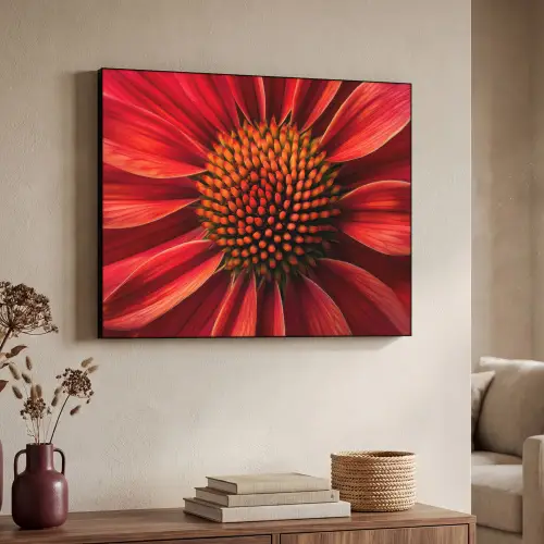Close up - Bloem- Rood Textielframe - compleet frame klein -sfeer3