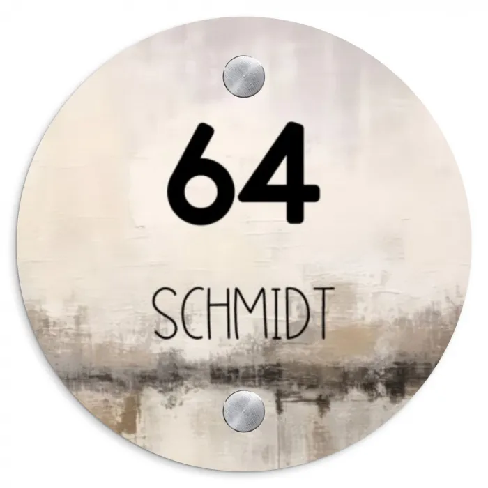 Geschilderd - Modern Naambord Rond klein -3d
