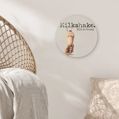 Milkshake - Kers - Rietje Akoestische PET Vilt - Rond klein -sfeer4