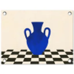 Vaas - Blauw - Geblokt - Modern tuinposter los doek klein -3d