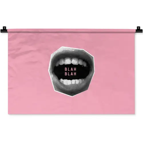 Mond - BLAH BLAH - Roze Wandkleed katoen klein -zz3d