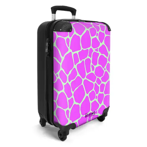Giraffeprint in lichtgroen en paars NBS - Handbagage koffer - Kinderen Unisex middel -productfoto_3d