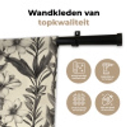 Klassiek - Botanisch - Zwart - Beige Wandkleed katoen klein 269 -sfeer2
