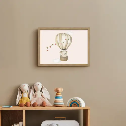 Luchtballon - Olifant - Watercolor - Beige - Dieren Light Box met batterij (Wandlamp kind) middel -sfeer2_kind