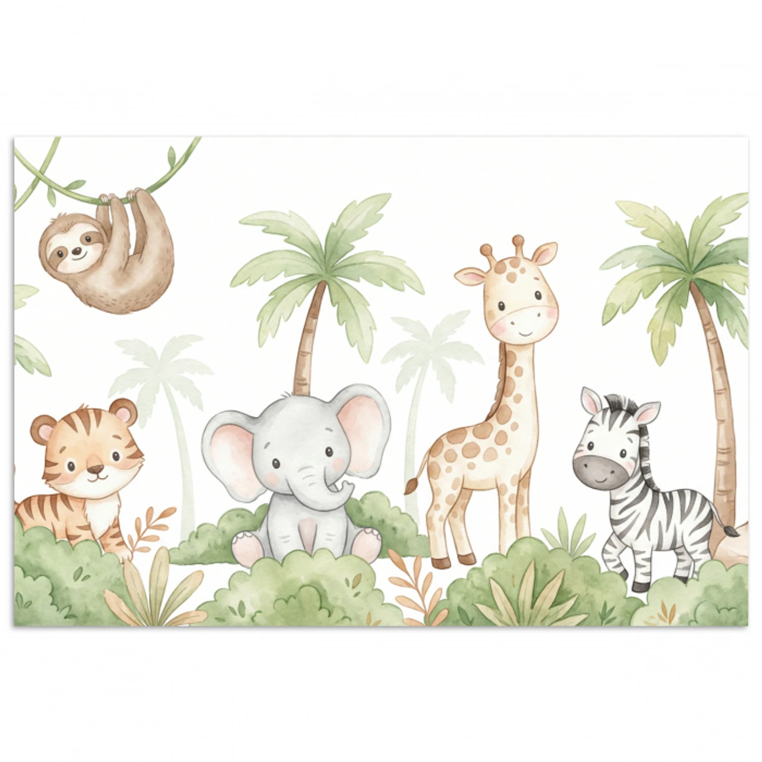 Dieren - Jungle - Pastel poster papier klein -3d