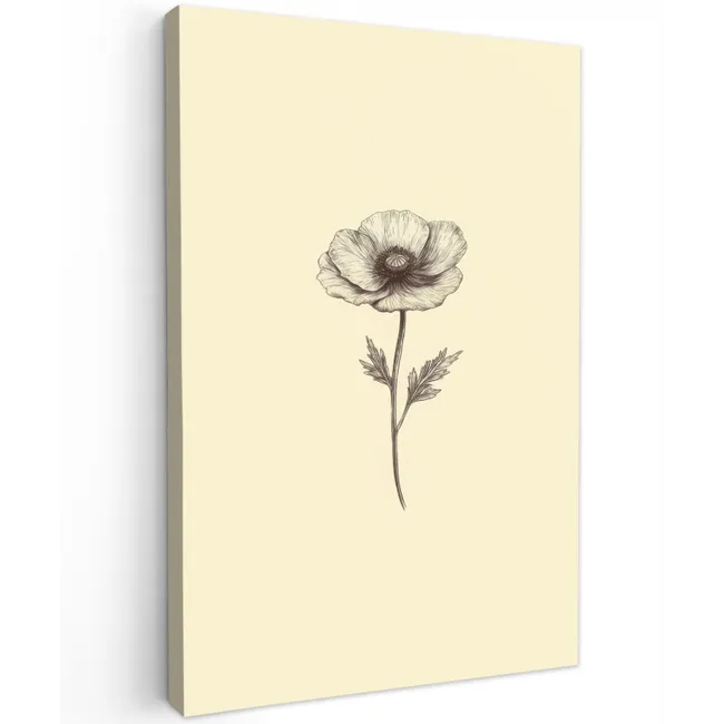 Klaproos - Illustratie - Zwart Tuinposter op houten frame 2 cm dik klein -3d