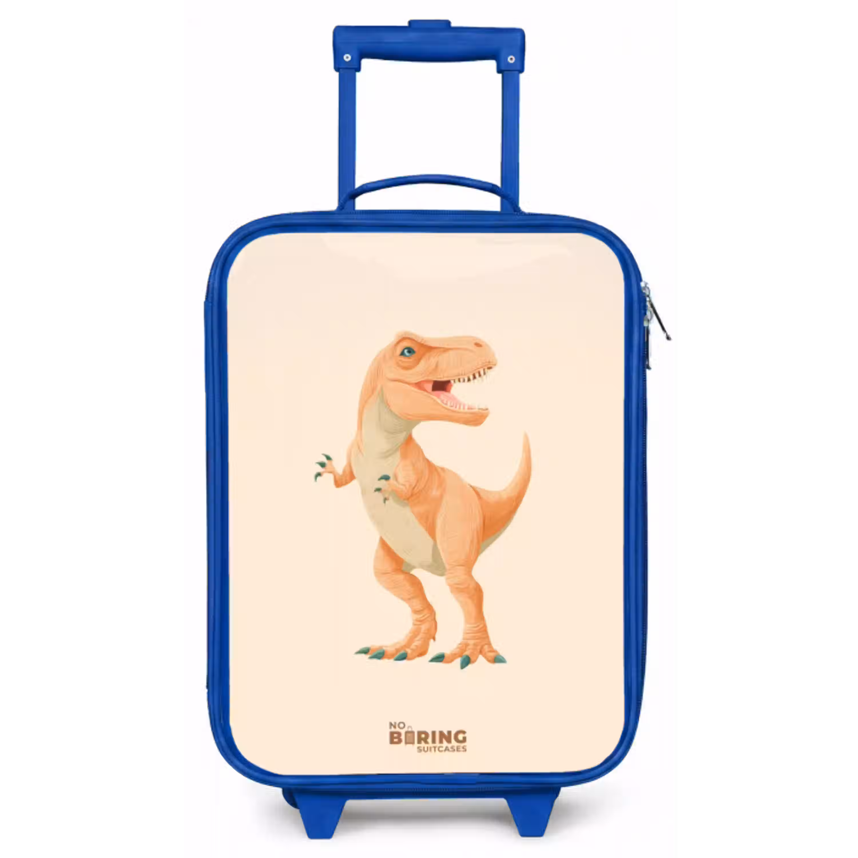 T-rex dino in oranje kleuren Kinderkoffer - Blauw klein -zz3dotto