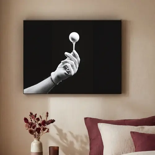 Golfbal - Zwart - Wit Textielframe zwart klein -sfeer1
