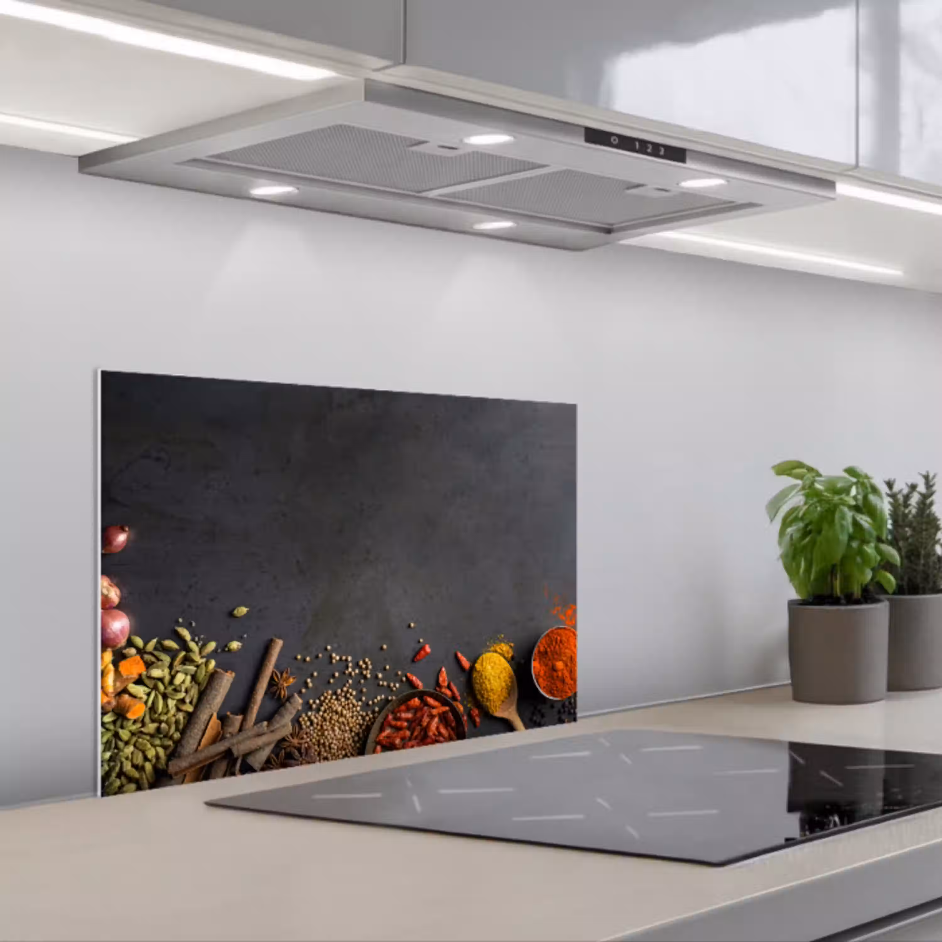 Kruiden - Eten - Specerijen - Zwart - Paprika - Kaneel keuken achterwand spatscherm klein -3d_schuin