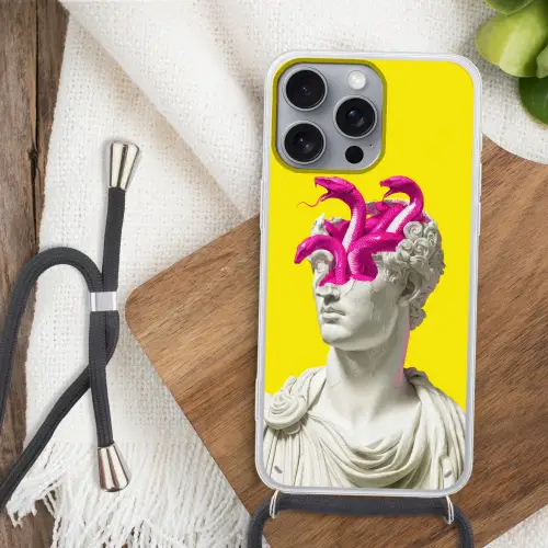 Buste - Slangen - Geel Hoesje iPhone 16 Pro Max met koord klein -sfeer4