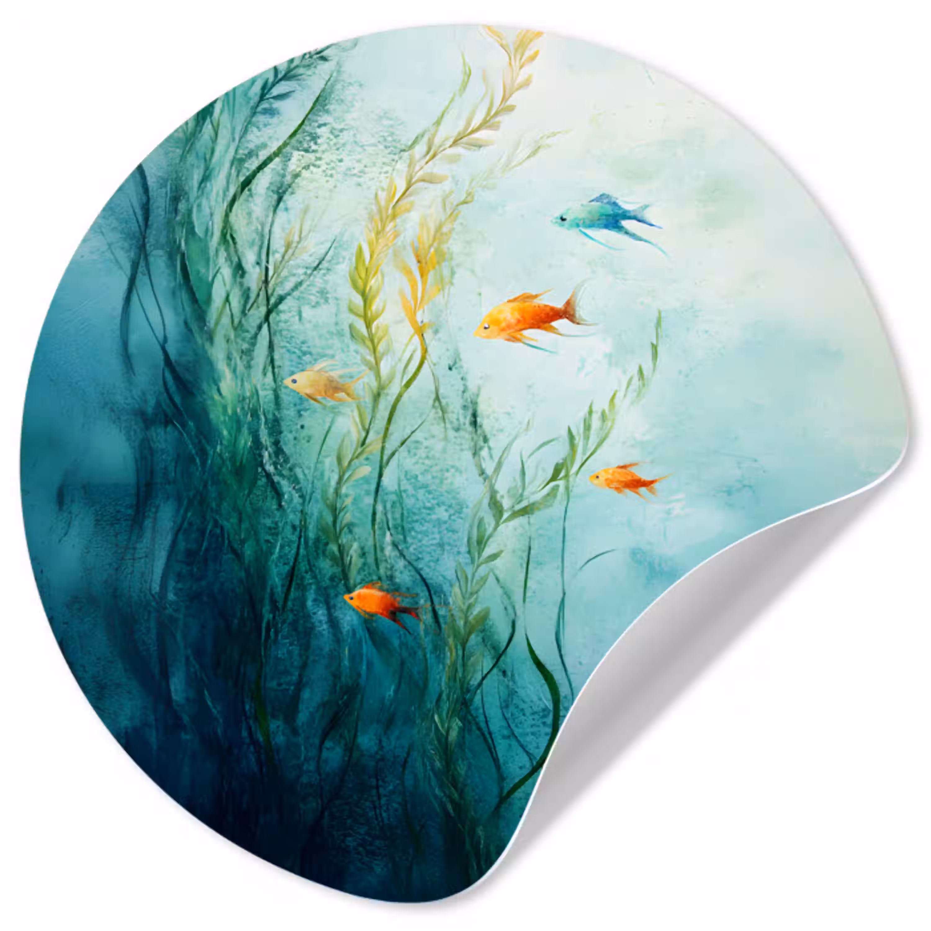 Waterplanten - Vissen - Kleurrijk - Water Wandcirkel behangsticker klein -3d