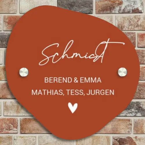 Roestbruin - Sierlijk Naambord Organisch middel -sfeer10