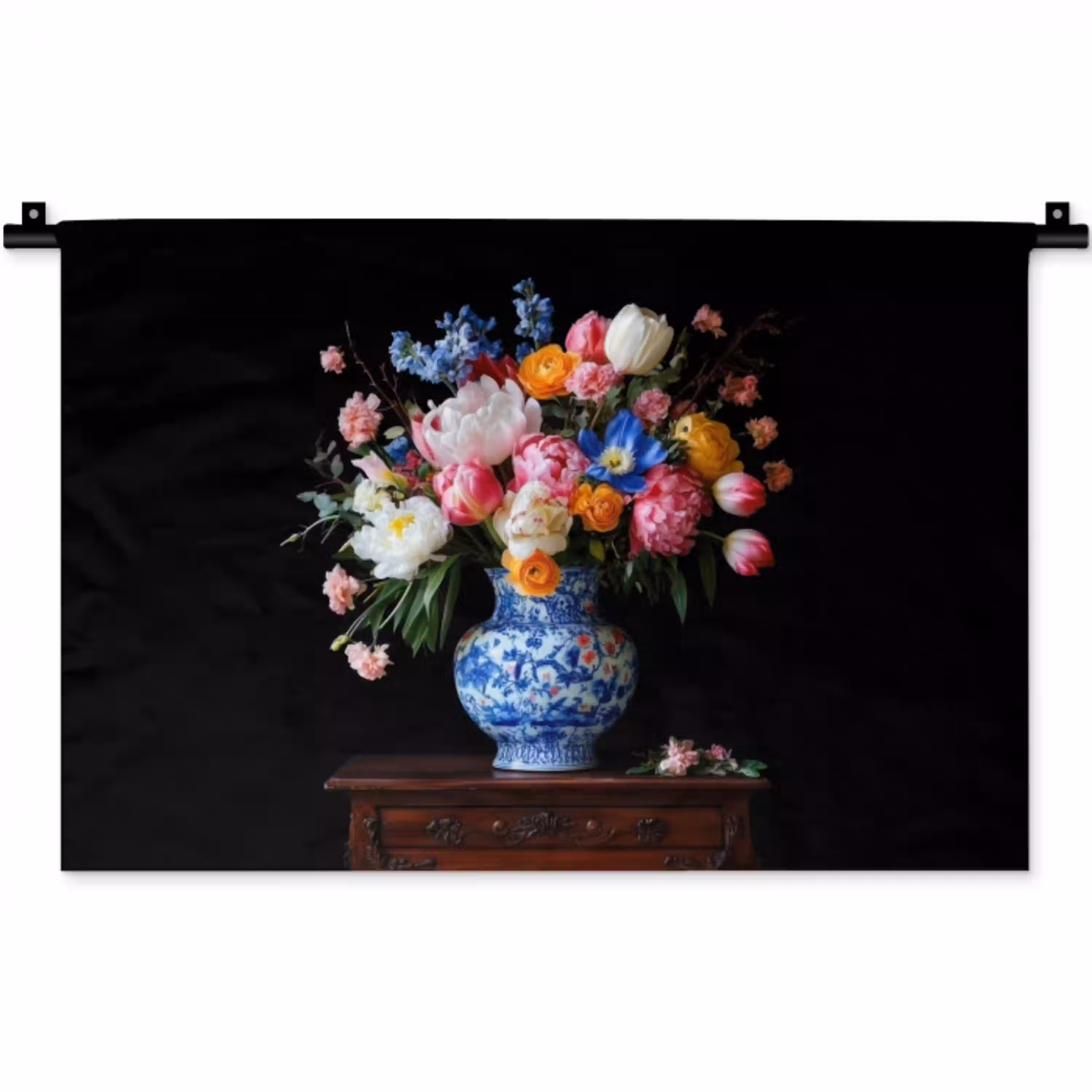Rozen - Bloemen - Vaas - Boeket Wandkleed katoen klein -zz3d