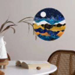 Nacht - Goud - Marmer - Abstract - Landschap - Berg Wandcirkel behangsticker klein -sfeer3