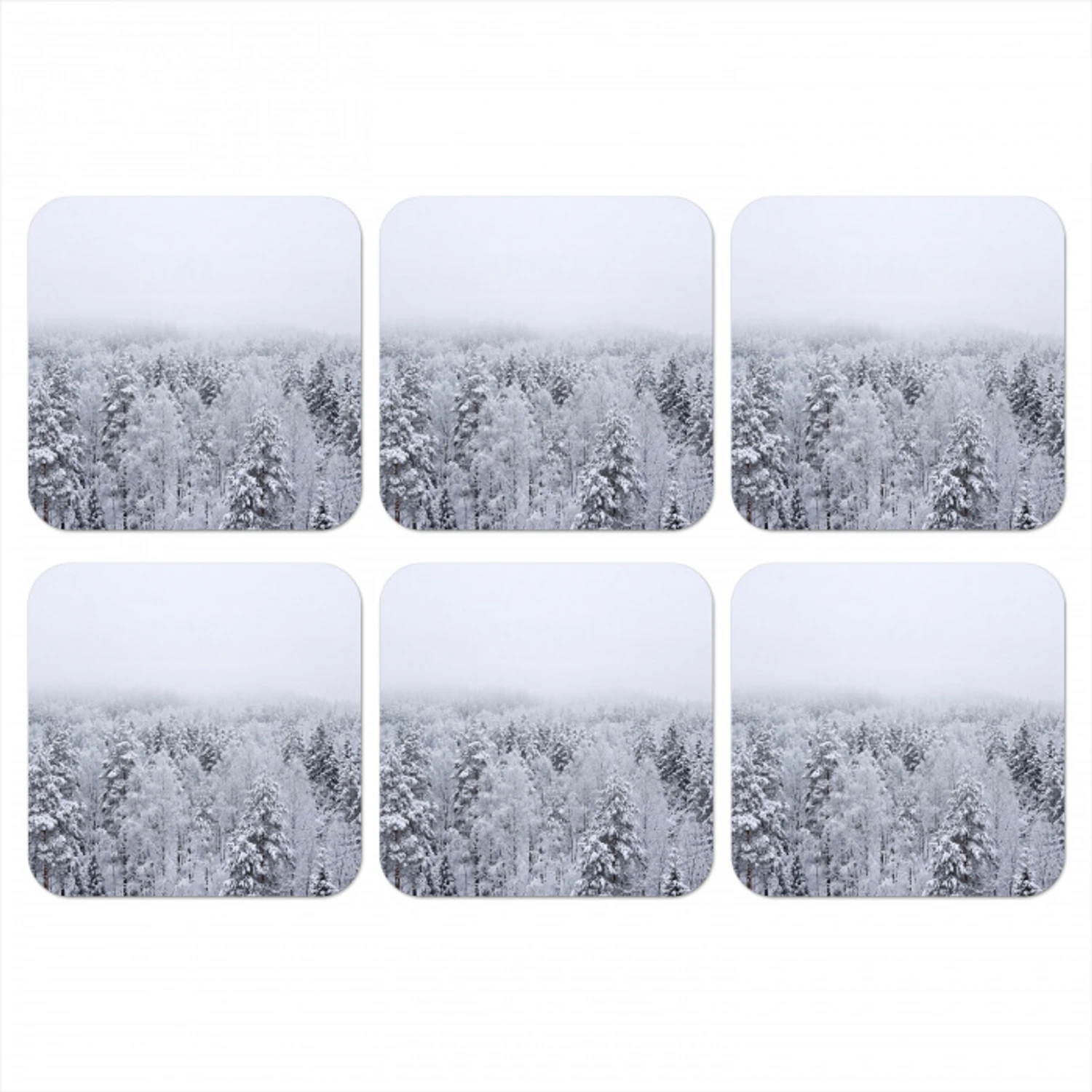 Bos - Sneeuw - Winter - Natuur - Wit onderzetter kurk middel -3d