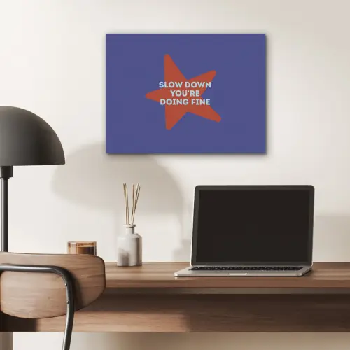 Slow down you're doing fine - Ster - Blauw PET vilt klein -sfeer5