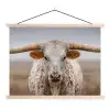 Longhorn - Grasveld - Dier textielposter latten blank klein -3d