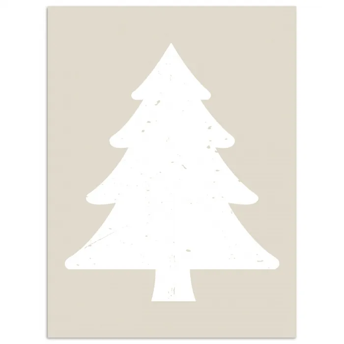 Japandi - Kerstboom - Beige - Kerstversiering poster papier klein -3d