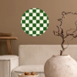 Schaakbord - Patroon - Groen Wandcirkel behangsticker klein 186 -sfeer1