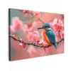 IJsvogel tussen Kersenbloesems Tuinposter op houten frame 2 cm dik klein -3d