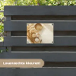 Granen - Hout - Kom - Beige tuinposter los doek klein -sfeer3