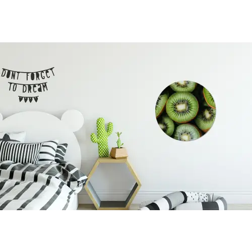 Kiwi - Fruit - Groen Wandcirkel aluminium klein -kinderkamer