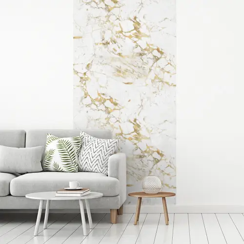 Wit - Marmer - Luxe - Goud fotobehang vinyl groot 64 -woonkamer