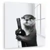 Wijnfles - Otter - Zwart plexiglas 5mm klein -zzzproduct_nieuw