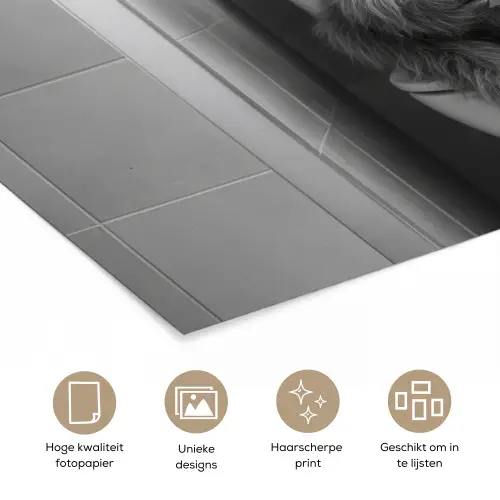 Stier - Telefoon - Toilet - Zwart - Wit poster papier klein -closeup_NL
