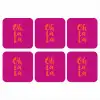 Oh la la - Roze - Oranje - Minimalistisch onderzetter kurk middel -3d