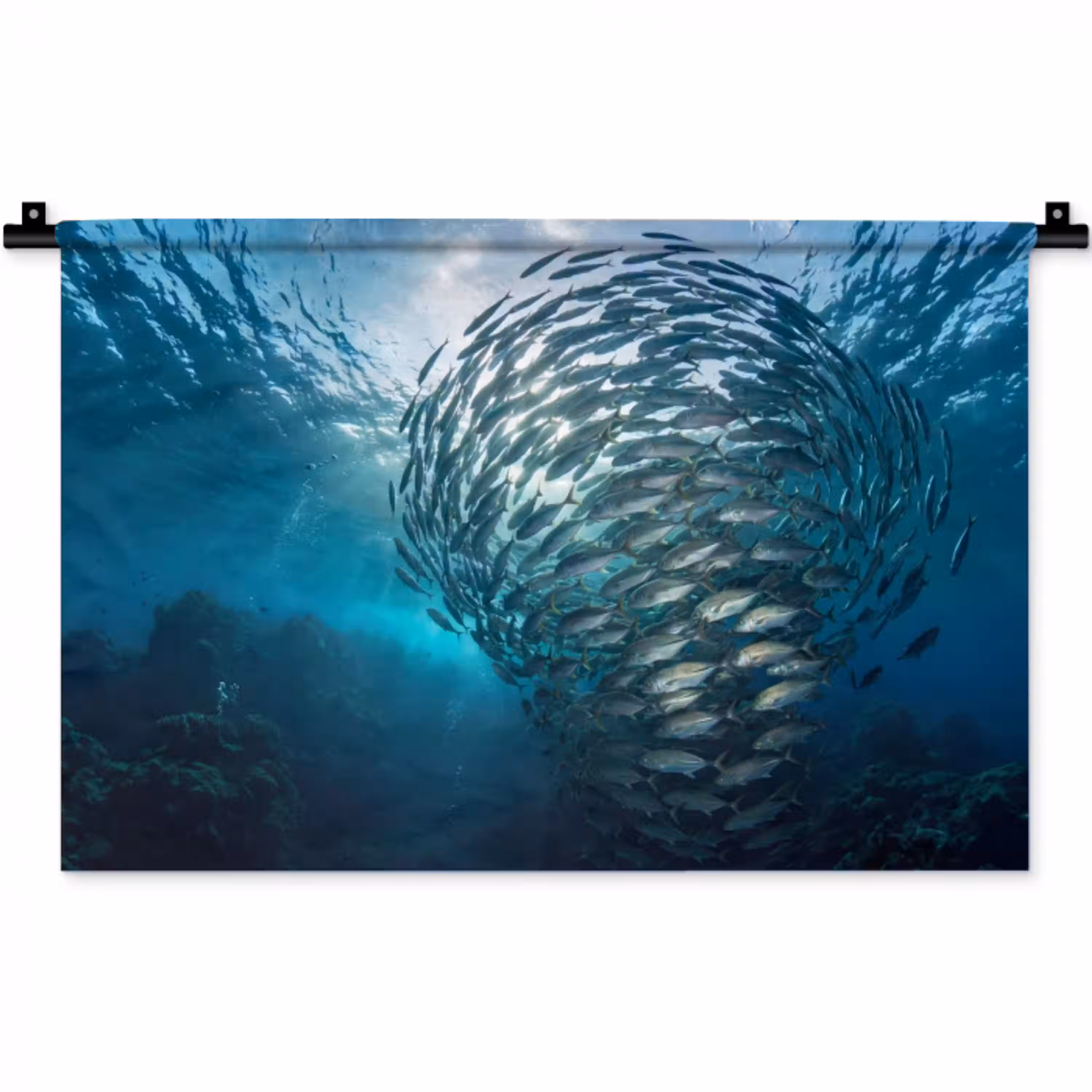 Vis - School - Oceaan - Natuur - Blauw Wandkleed katoen klein -zz3d