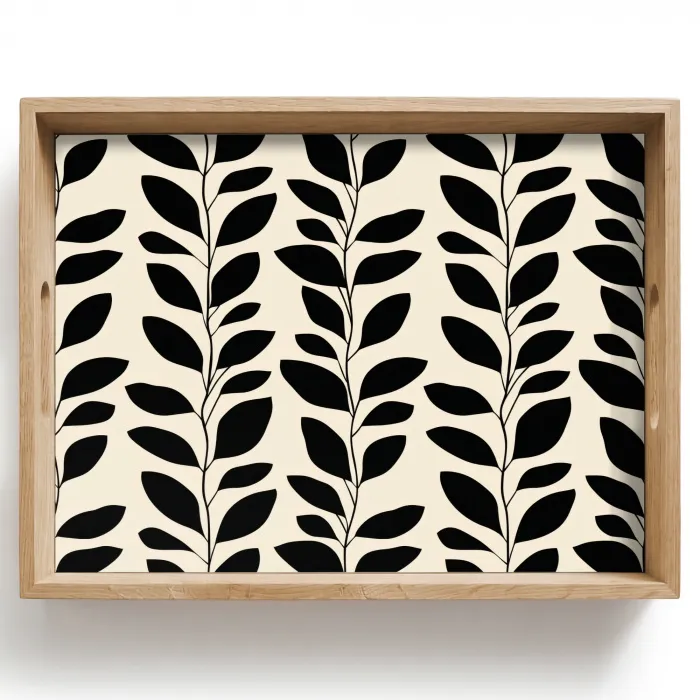 Botanisch - Dessin - Zwart - Beige Dienblad Rechthoek middel 911 -z3d_shopping