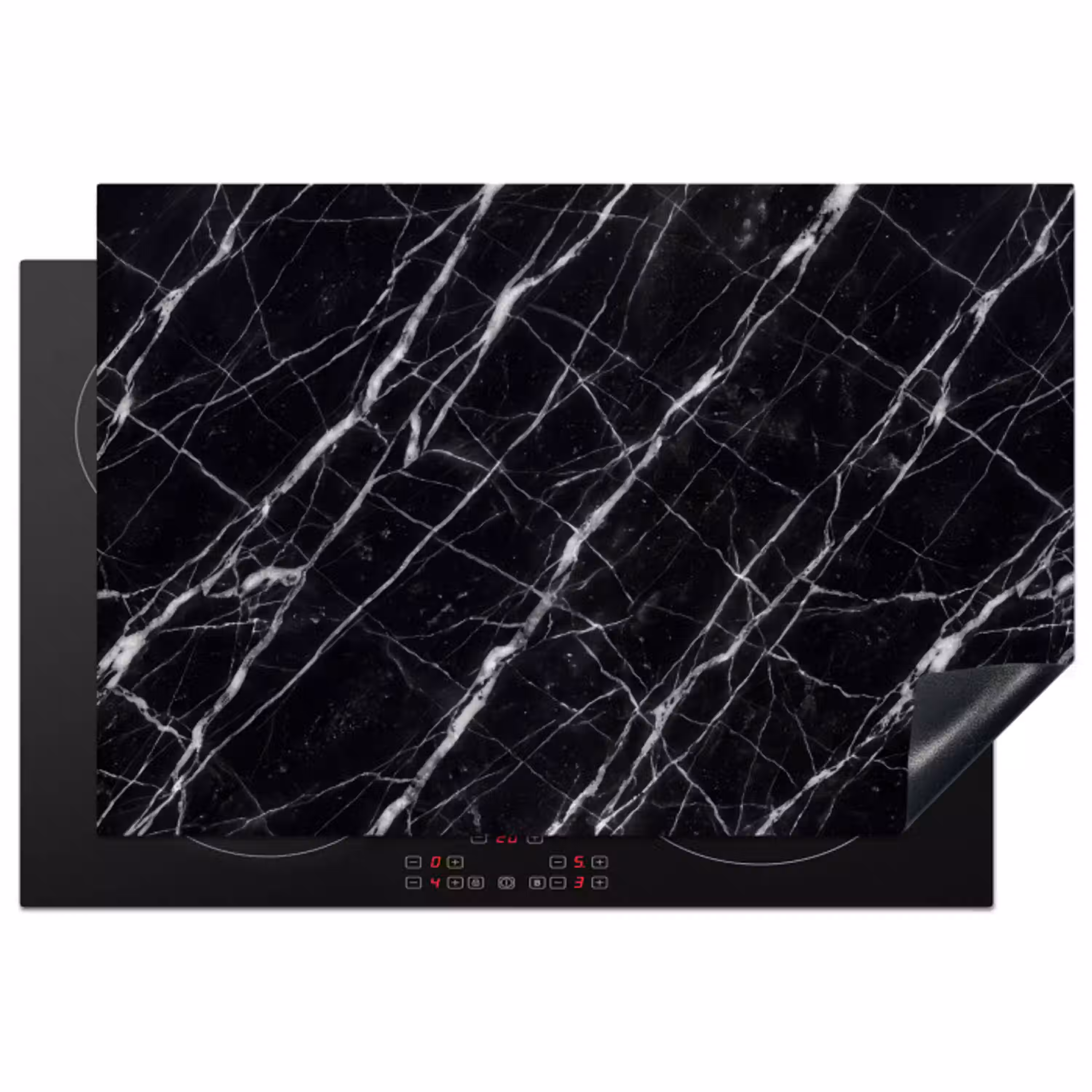 Marmer - Aders - Abstract - Zwart Inductie beschermer vinyl 3mm klein -3d
