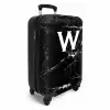 Marmer print - Zwart - Letter W NBS - Handbagage koffer - Unisex middel -productfoto_3d