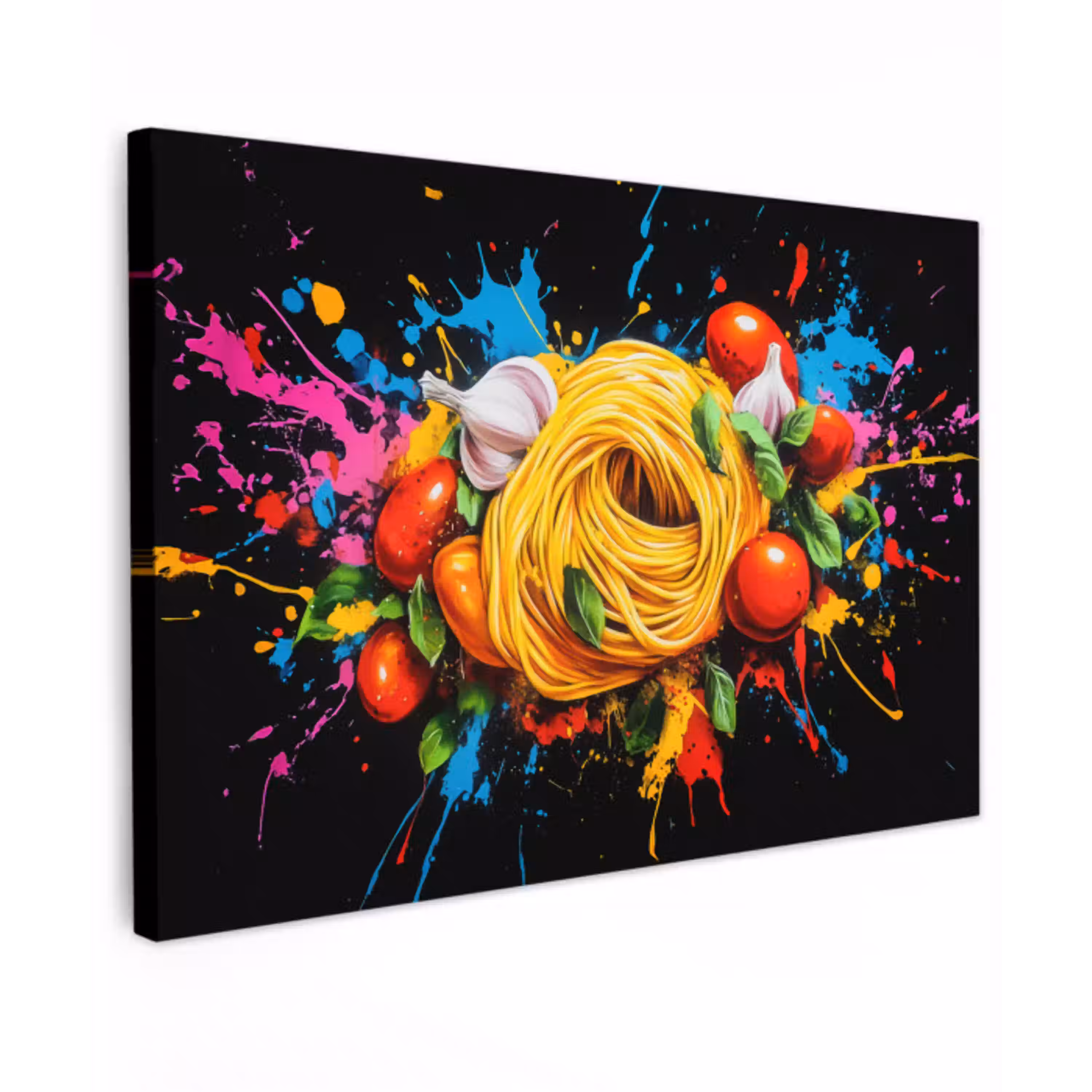Spaghetti - Graffiti - Verf - Kleurrijk - Eten - Modern canvas 2cm klein -z3d