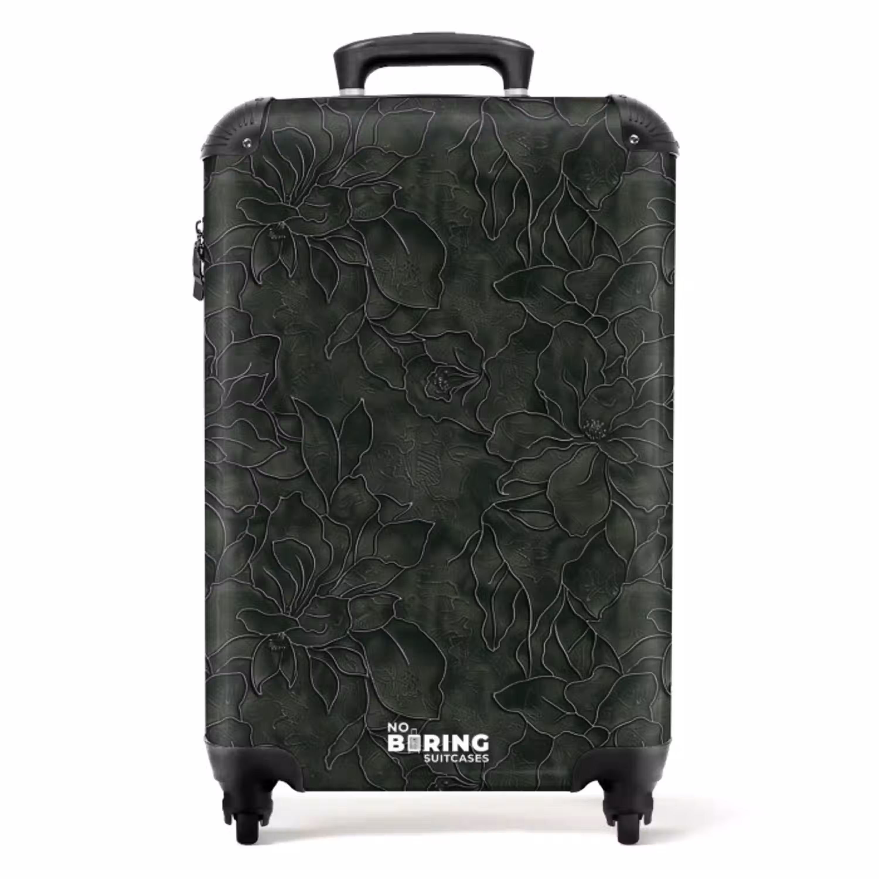 Bloemen - Lijnen - Groen NBS - Handbagage koffer - Volwassenen Unisex middel -productfoto_recht