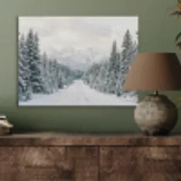 Weg - Sneeuw - Naaldbos - Winter - Avontuurlijk PET vilt klein -sfeer2