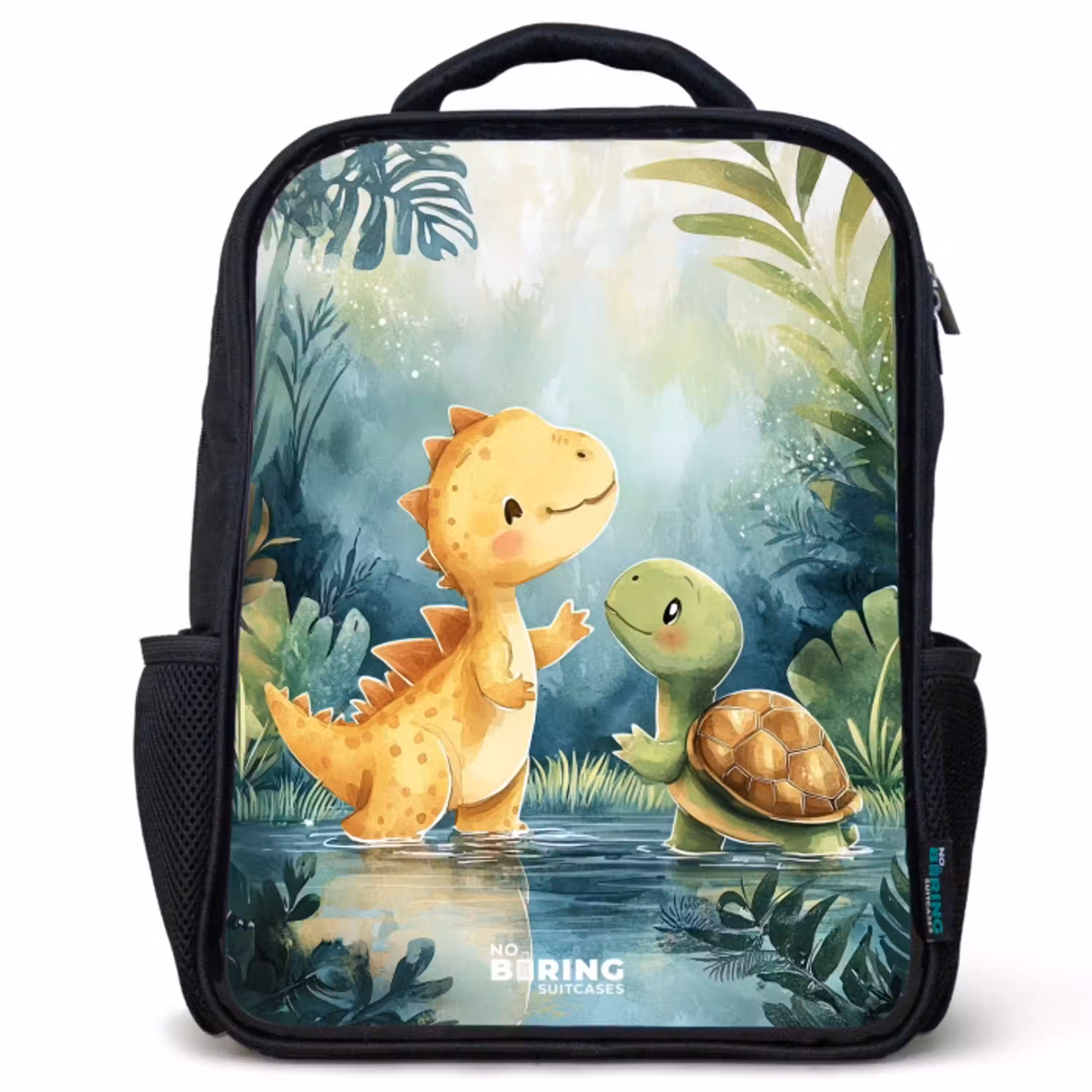 Dino - Schildpad - Jungle Rugzak - Zwart middel -3d