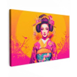 Bloemen - Vrouw - Kimono - Roze Tuinposter op houten frame 2 cm dik klein -3d