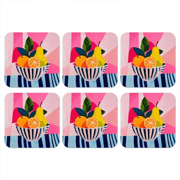 Fruit - Abstracte achtergrond - Roze onderzetter kurk middel -3d