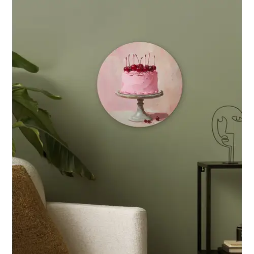 Taart - Pink - Cherry Wandcirkel plexiglas klein -sfeer3