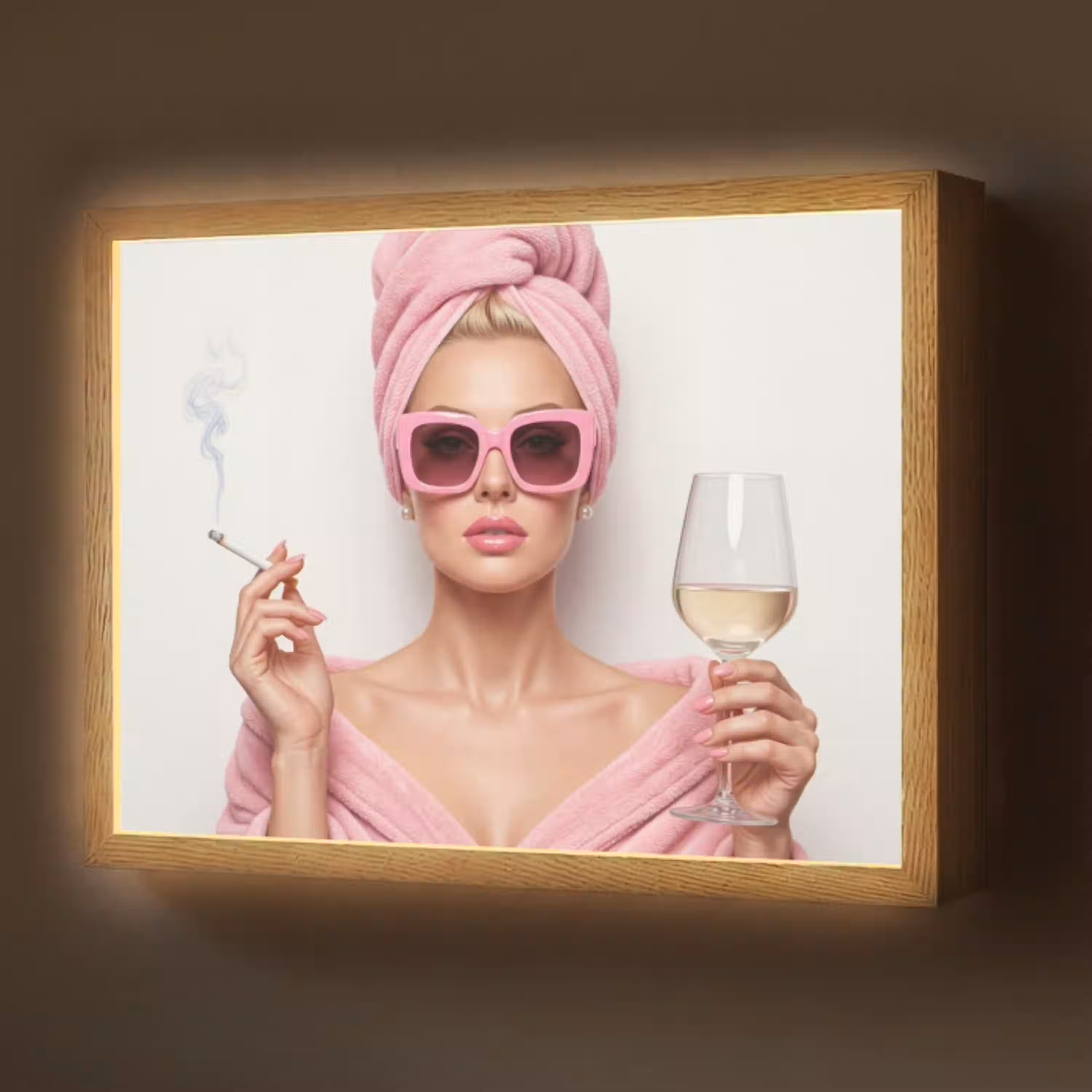 Vrouw - Roze - Wijn - Zonnebril Light Box met batterij (Wandlamp) middel -z3d_website