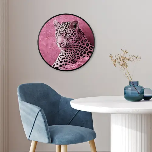 Panter - Luxe - Roze Fotolijst rond zonder passe partout klein -sfeer2